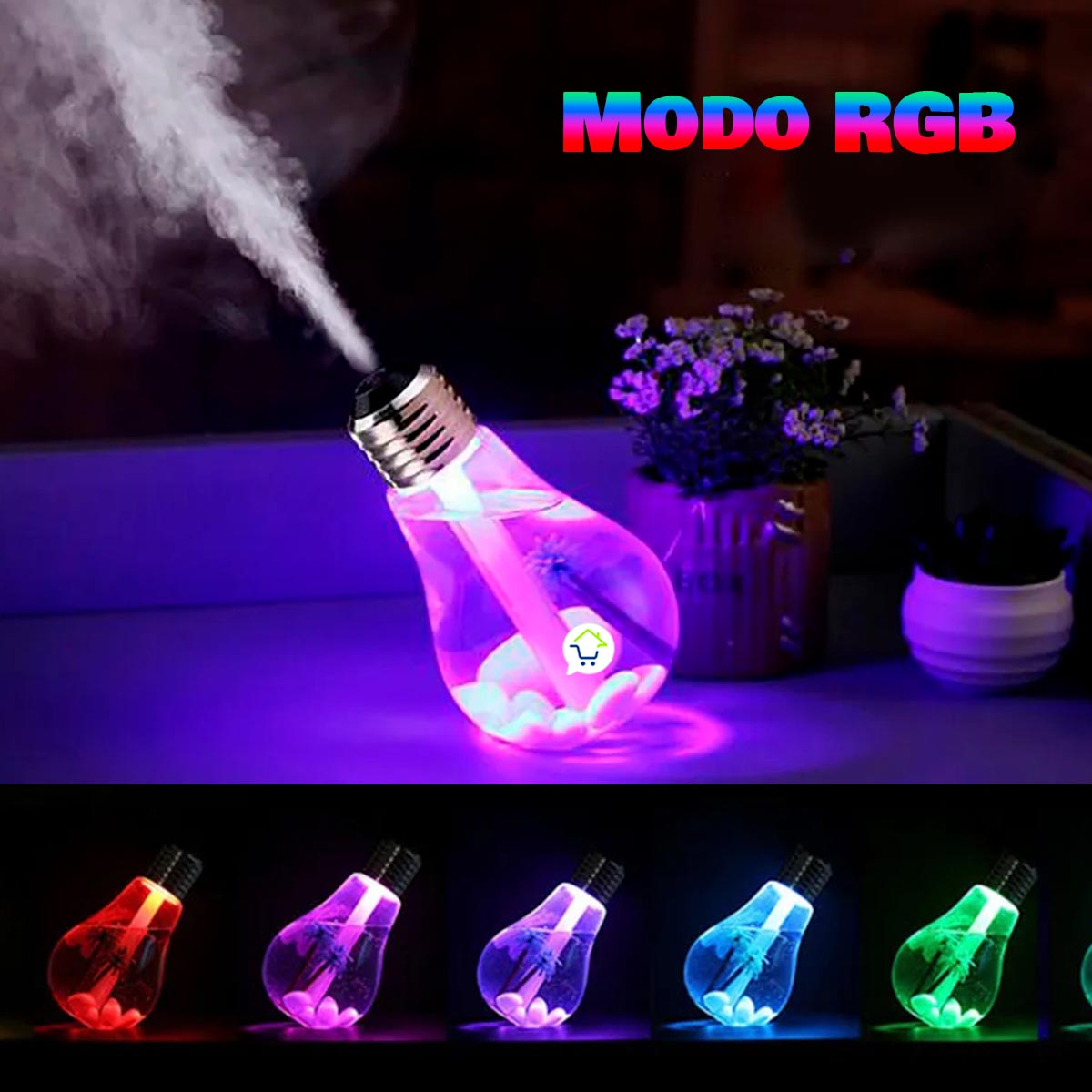Miniatura 4 de Humidificador Lampara Bombillo RGB EO417